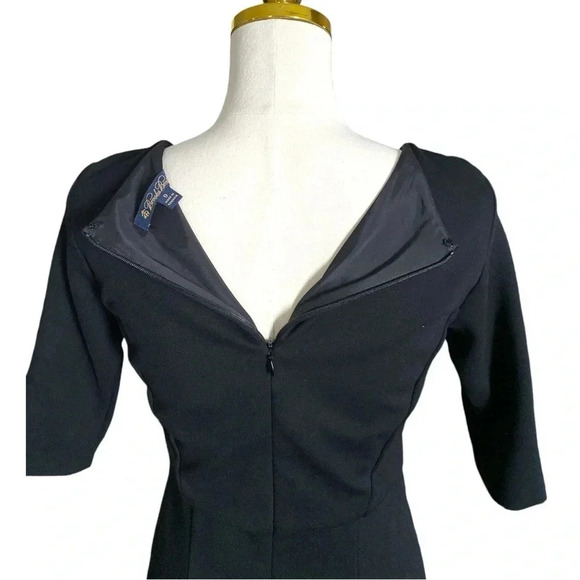 BROOKS BROTHERS | Classic Black Single Pleat A-Line Midi Sheath Dress Size 0 - Picture 8 of 10